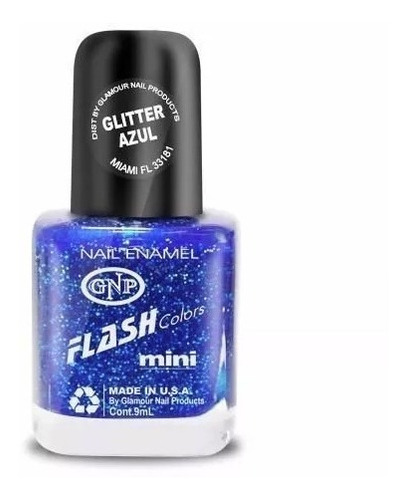 Imagen 1 de 4 de Esmalte Flash Colors De Gnp 9ml Glitter Azul