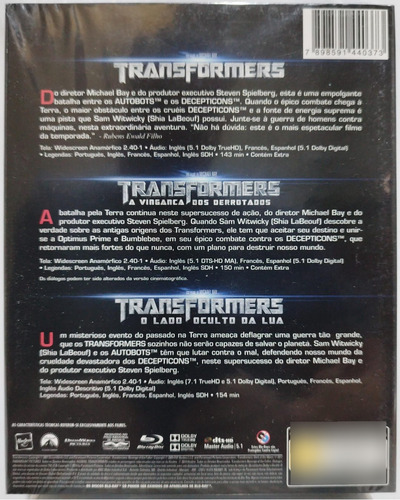 Blu-ray Coleção Transformers (os 3 Primeiros) Novo Lacrado