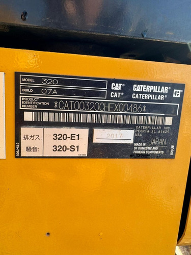 Excavadora Cat 320 2017-hex00486 **