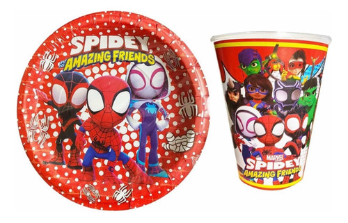 Spidey Y A Sus Amigos Kit Fiesta 40 Vasos 40 Platos Party