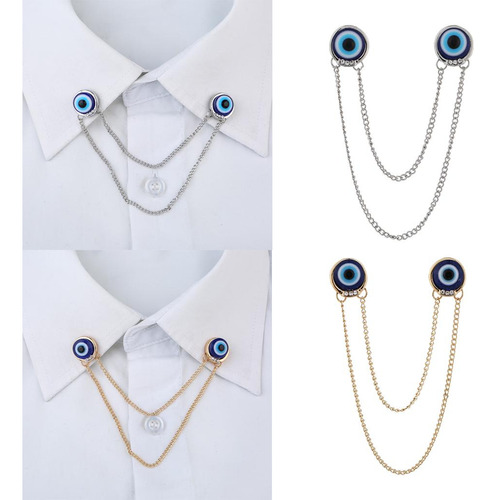 2 Uds Trajes De Hombre Ojos Azules Borla Cadenas Camisa