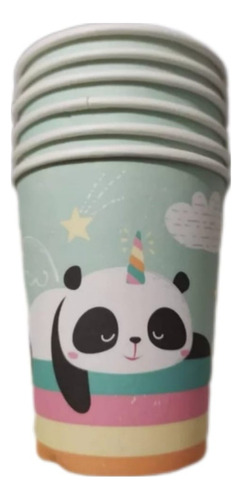 Pack De 6 Vasos+ Panda Globo Decoración De Cumpleaños Panda 