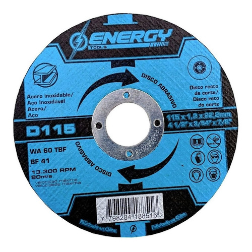 Imagen 1 de 4 de Discos De Corte 4 ½'' Acero Energy 1.2mm Caja X 10 Uni - Tyt