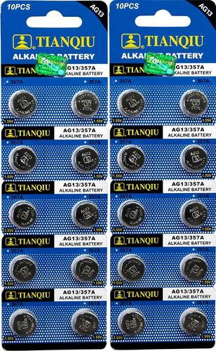 Blister 20 Baterías Pilas Ag13 Lr44 357a Cpu Relojes 1.55bat