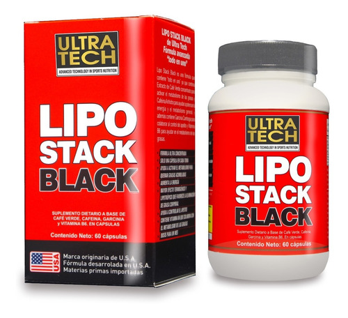 Lipo Stack Black Ultra Tech X 60 Cápsulas Quemador De Grasas Lipotrópico Termogénico