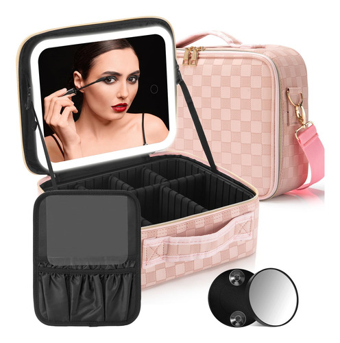 Bolsa De Maquillaje De Viaje Con Espejo Led Y 3 Colores Color