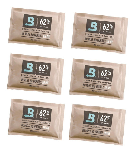 6 Sobres Boveda Pack 62% 67gr Control Humedad 2 Vias 