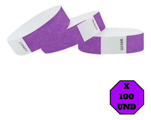 Brazaletes Tyvek 3/4 Modelo Nts100 Unidades Color Purple 33