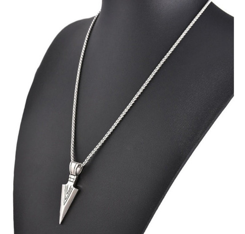 Collar Decorativo Flecha Punta De Arco Unisex Mujer Hombre Color Plateado
