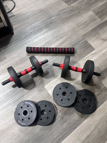 Set 2 Mancuernas 10 Kilos En Total Mas Barra Entrenamiento