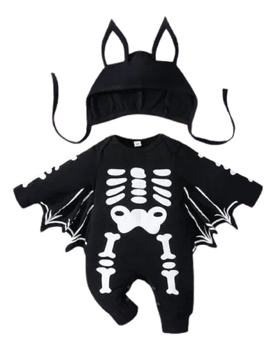 Enterizo Halloween Modelo Murciélago Bebe Niños Esqueleto