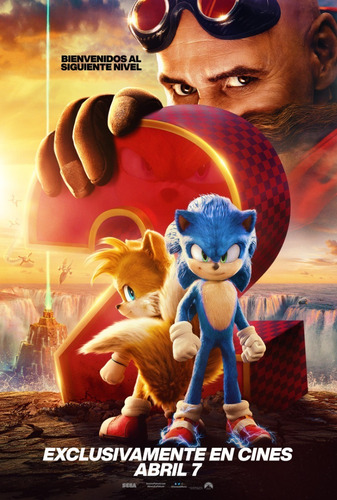 Posters Cine Sonic The Hedgehog 2 Sega Lona Peliculas 100x70