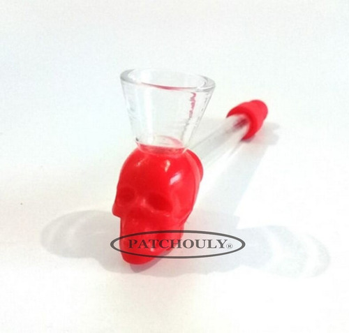 Imagen 4 de 4 de Pipa De Vidrio Pyrex Borosilicato Con Silicona Skull 10.4 Cm