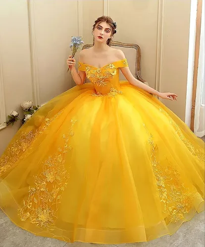 Bella Princesa Vestido Amarillo Vestido Amarillo Bella Quinceañera