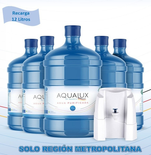 Agua Purificada 5 Recarga 12litros + Dispensador Mesa