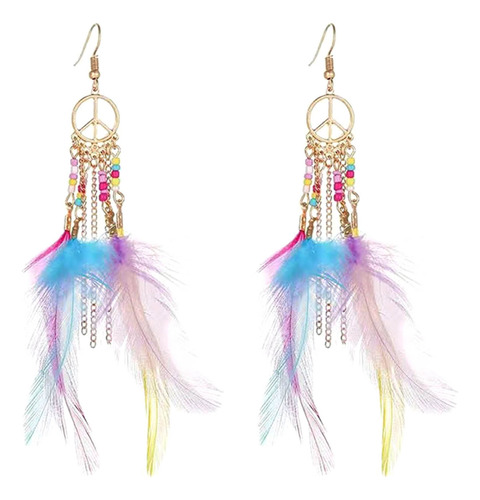 Pendientes De Plumas De Colores A La Moda Para Mujer, Borlas