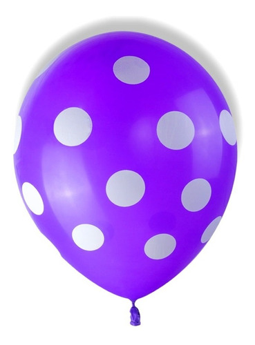 Paquete Globos Látex R12 Polkadot Lunares Color Morado