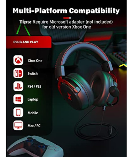 Auriculares Deebox Gaming Para Pc, Ps5, Ps4, Xbox,