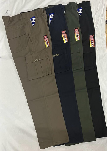 Pantalón Hombre Gabardina Algodon Bols Cargo 3 Colores