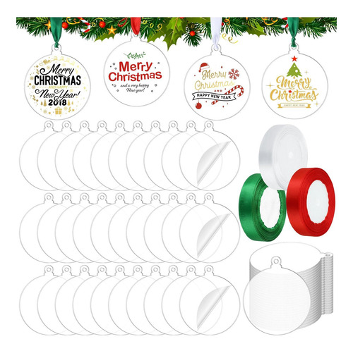 Adornos Acrílicos De Navidad De Macarrie 100 Pcs En Blanco A