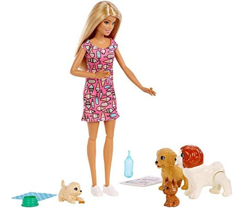Juego De Muñecas Y Mascotas Barbie Doggy Daycare Con 4 Perro