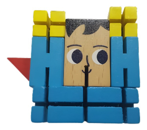 Superhéroe Transformable Cubo Didáctico De Madera Para Niños