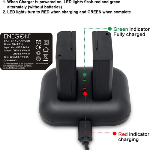 Pack De 2 Baterías Con Cargador Para Canon Eos Rebel T3 T5