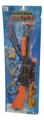 Set De Policia Escopeta Dardos Esposas Lentes 56 Cm Grande