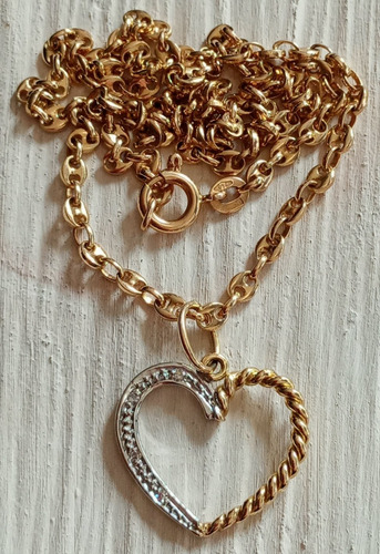 Colar E Pendente Coração Em Ouro Com Diamantes