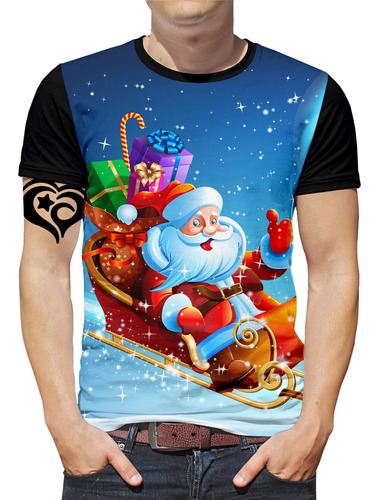Camiseta Feliz Natal Plus Size Papai Noel Masculina Blusa Tn