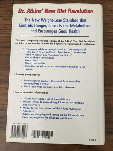 Dr Atkins New Diet Revolution Robert C Atkins (Usado)