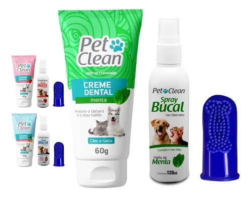 Gel Creme Dental Pet + Spray Bucal + Escova Dente Cachorro Sabor ...