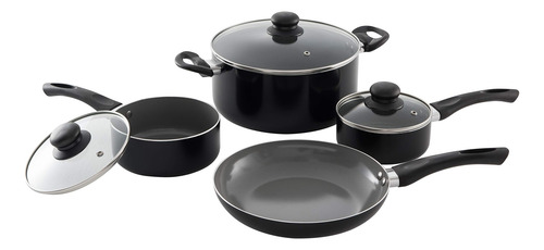 Set De Cocina Antiadherente De Aluminio De 7 Piezas Color Ne