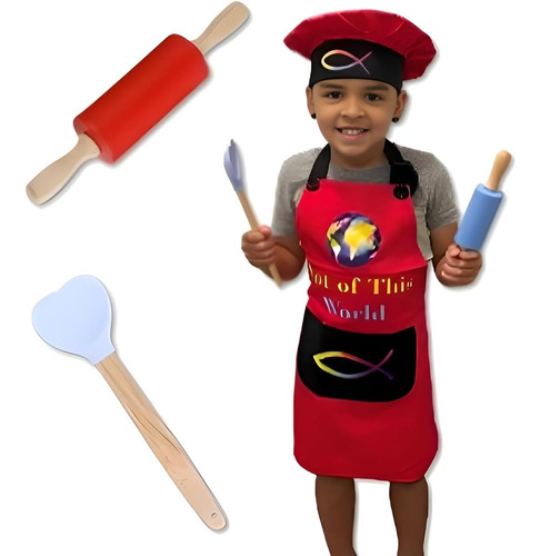 Vra2 Glow Kids - Kit De Sombrero De Chef Y Delantal Para Coc