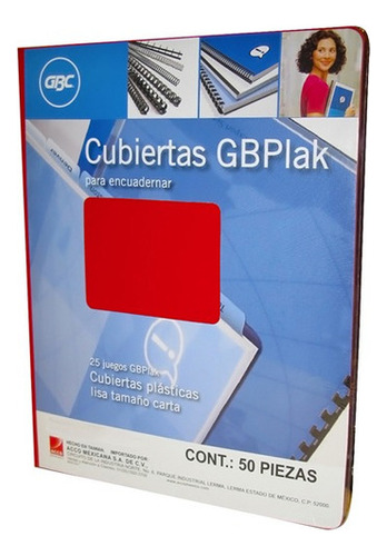 Cubiertas Gbc Gbplak Color Rojo Carta 14 Ptos 25 Juegos