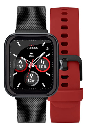 Smartwatch Technos Connect Max Relógio Preto E Vermelho