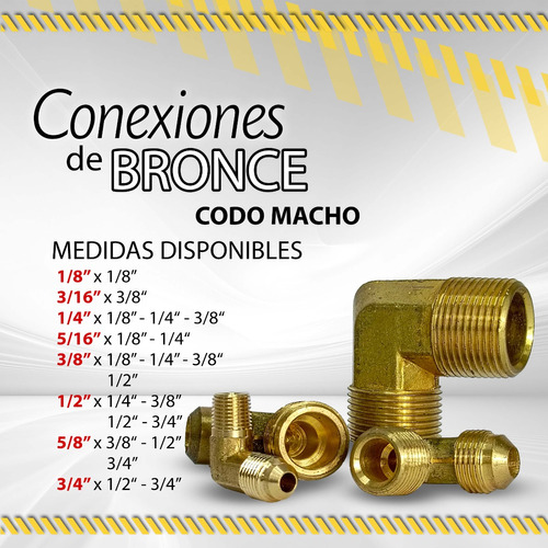 Codo Macho 90º / Variedad De Medidas / Conexiones De Bronce 