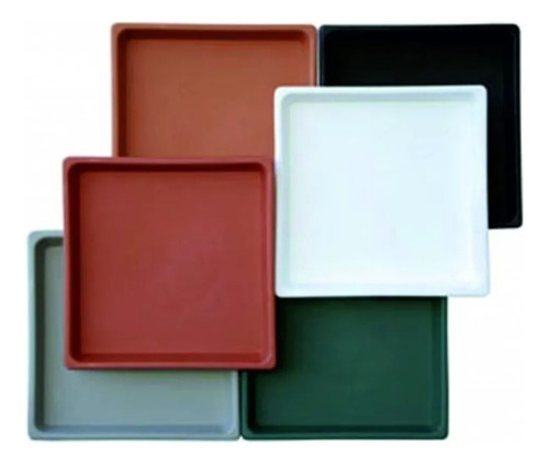 Plato Para Maceta Matri Linea Cubo 15x15 Plastico - Pack X5 Blanco Cubo
