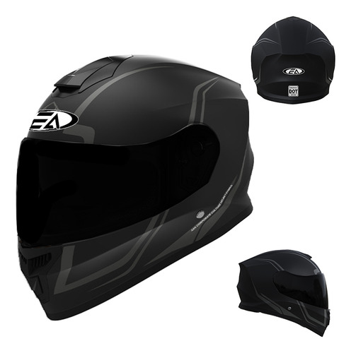 Echoarmor Casco De Moto Para Motocicleta Integral Ajustable - Casco Motocicleta Integral Con Lente Antivaho Hd, Babero De Vellón Extraíble Respirable Negro