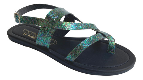 Sandalia Dama Felipe Rentería Brillos Moda Casual Flat Mujer