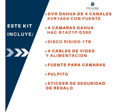 Imagen 2 de 10 de Kit 4 Camaras Exteriior 1080p + Dvr Dahua 4 Canal P2p +disco