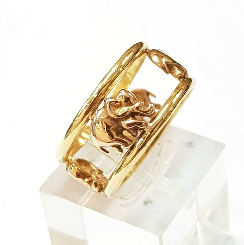 Imagen 2 de 3 de Anillo Calado Elefantes Oro 18k 5,4grs N°17 Brumatjoyas