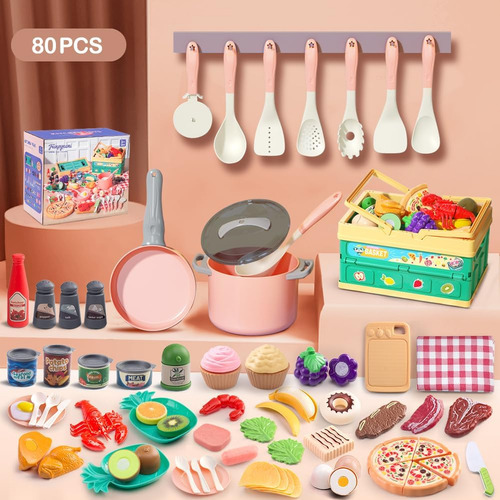 Set De Juego De Cocina De 80 Piezas, Para Ninos Pequenos ...
