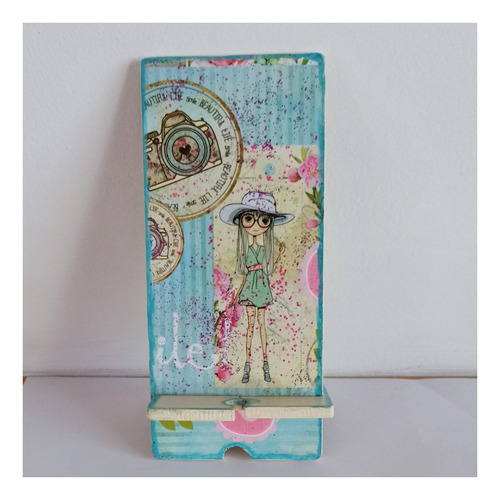 Souveninavidad Soporte Celul Pintado, Decoupage , Fibrofácil