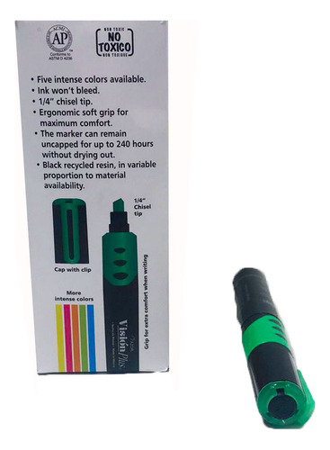 Marcatextos, Vision Plus, Verde Fluor, 1 Caja/12 Pzs. Verde