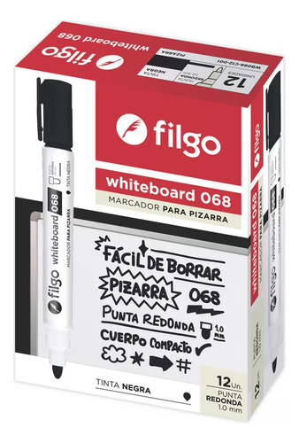 Marcador Fibron Filgo 068 Para Pizarra Blanca Color Negro 1u