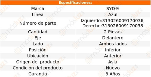 (2) Brazos Del Inf Ant Bmw X1 10/15 Syd Línea Azul