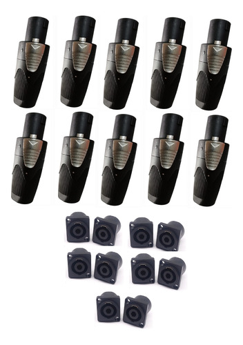 20 Conectores Compatible Con Speakon-10 Macho/10 Hembra  