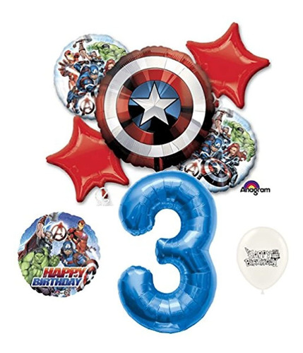 Tercer Cumpleaños Azul Número Marvel Capitán América