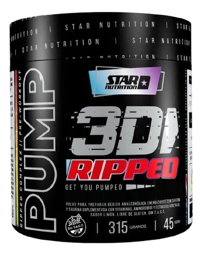 Pump 3d Ripped 315 Grs Star Nutrition Pre Entreno Y Quemador